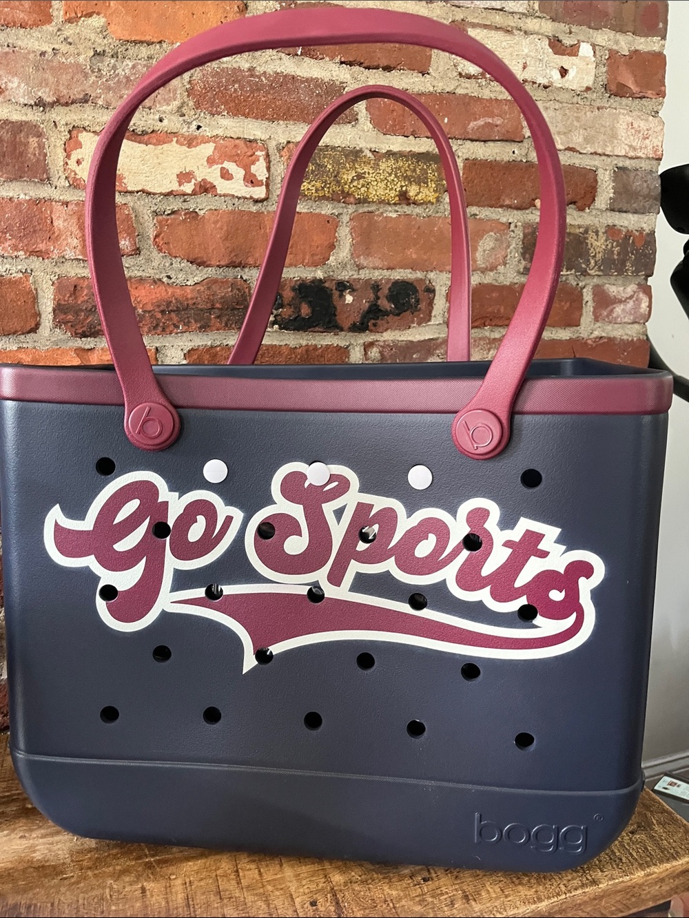 Bogg Bag Go Sports Tote in Navy with Pink Accents large one